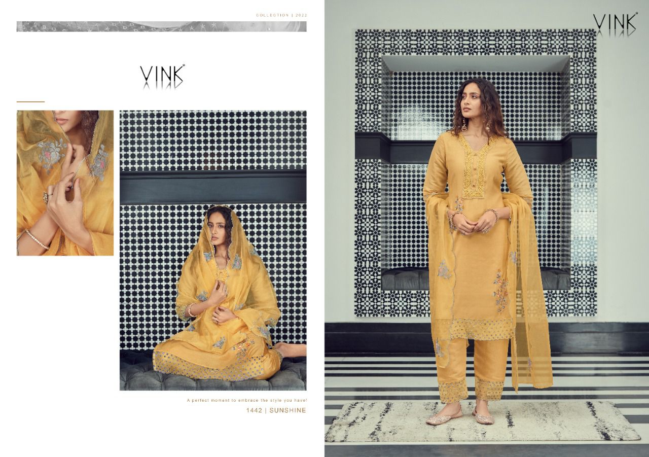 vink sunshine silk classic trendy look top bottom wiyh dupatta catalog