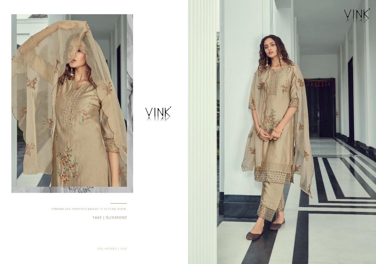 vink sunshine silk classic trendy look top bottom wiyh dupatta catalog