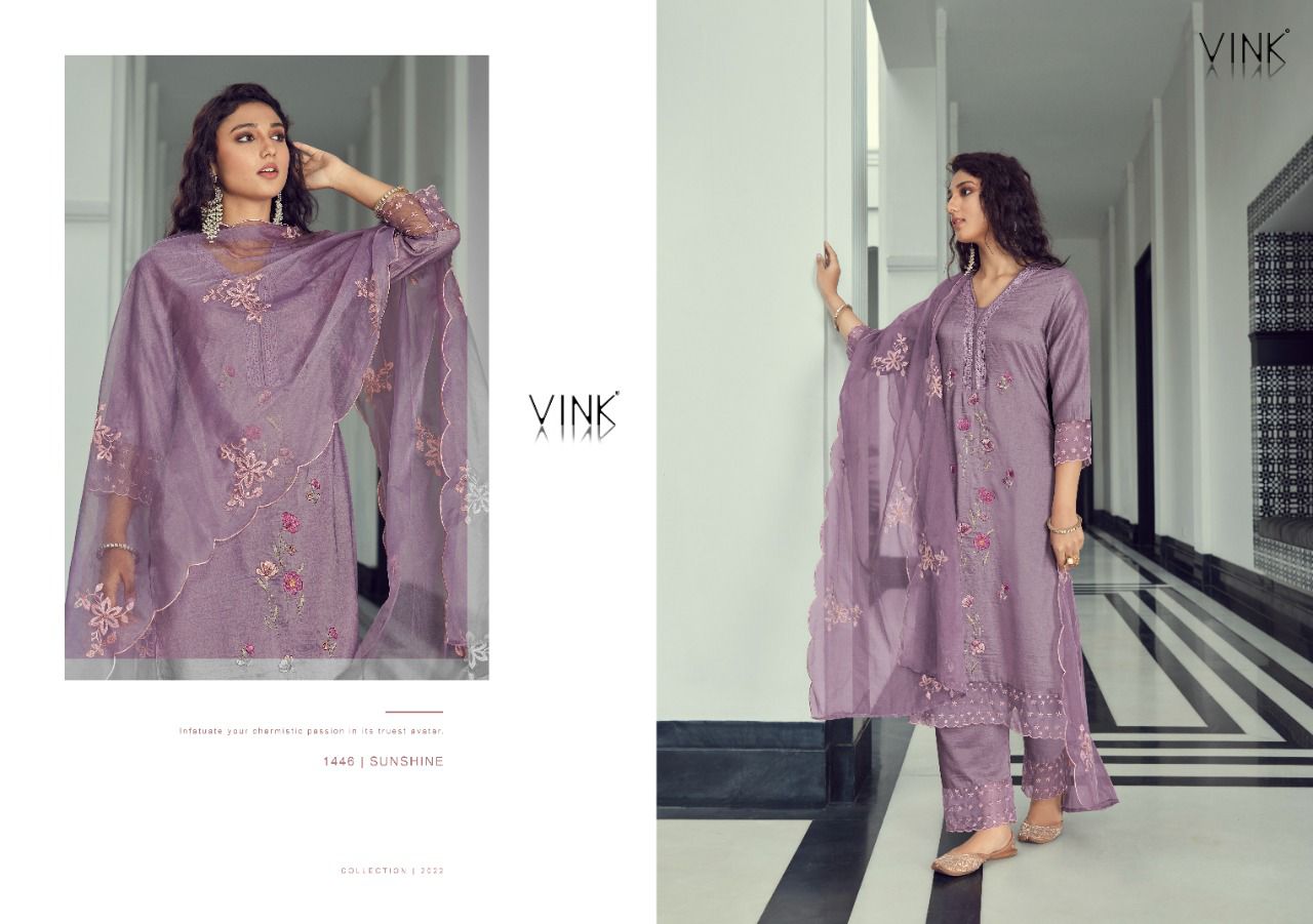 vink sunshine silk classic trendy look top bottom wiyh dupatta catalog