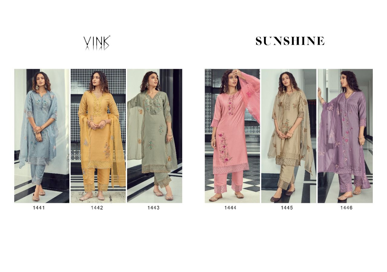 vink sunshine silk classic trendy look top bottom wiyh dupatta catalog