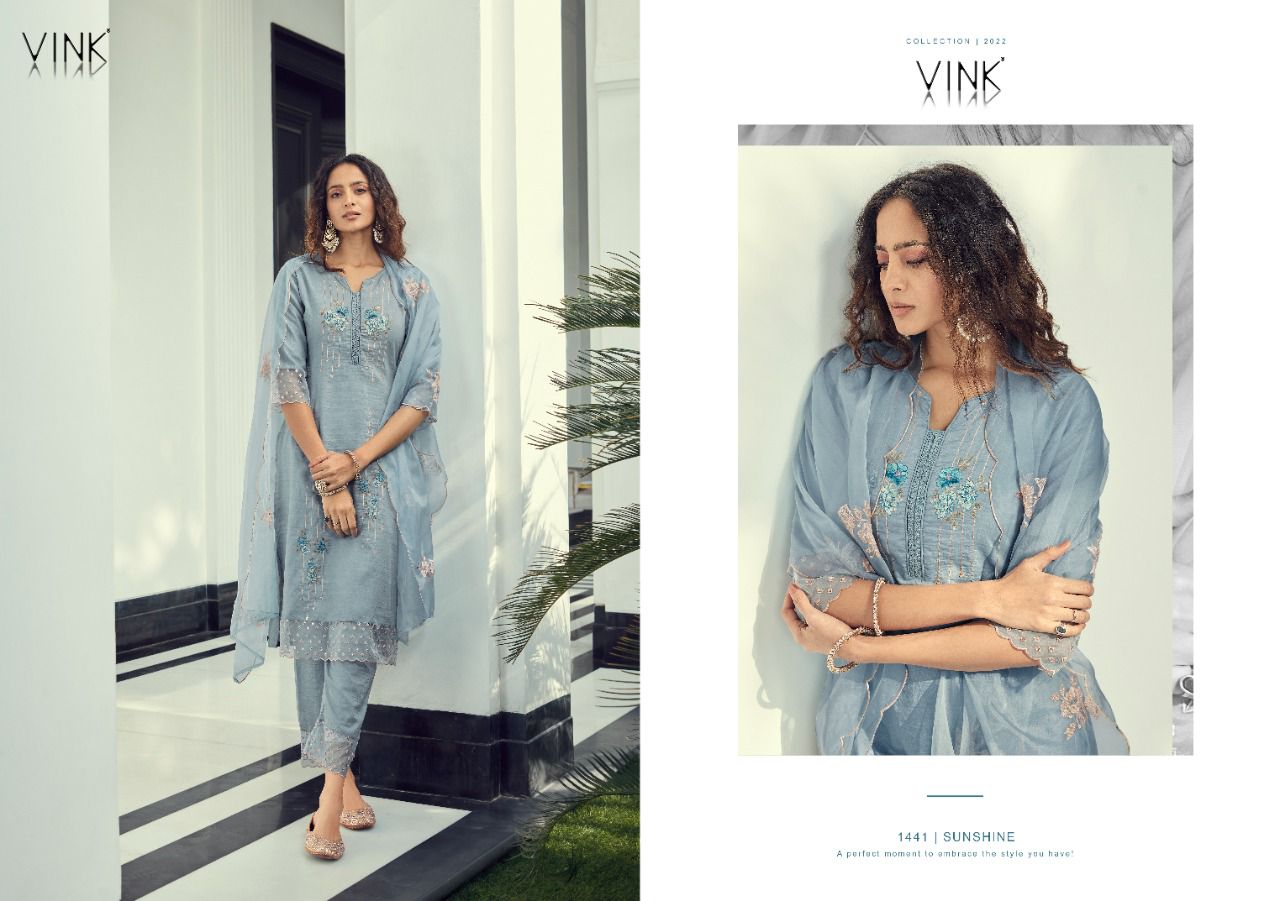 vink sunshine silk classic trendy look top bottom wiyh dupatta catalog