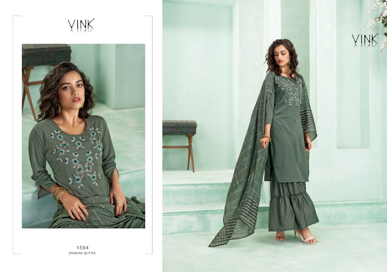 vink violin 3 silk innovative look kurti dupatta with sharara catalog