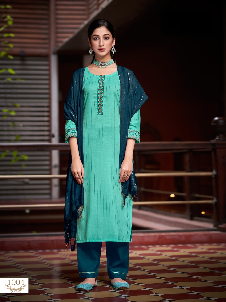 vitara fashion gulzar lurex astonishing top with pant and  dupatta catalog