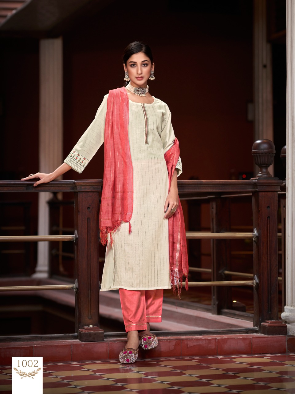 vitara fashion gulzar lurex astonishing top with pant and  dupatta catalog