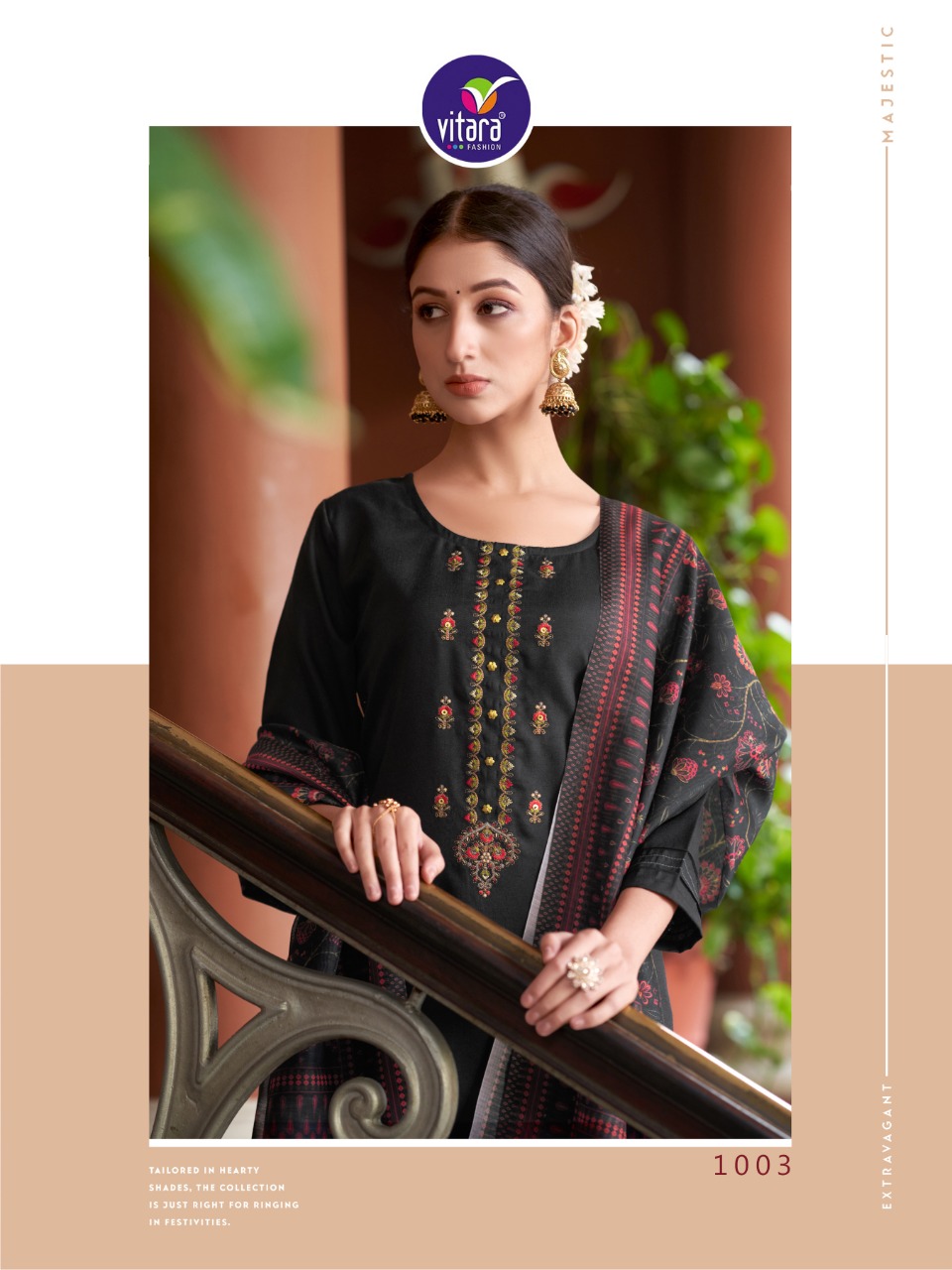 vitara fashion vercheli slub decent embroidery look top with pant and dupatta catalog