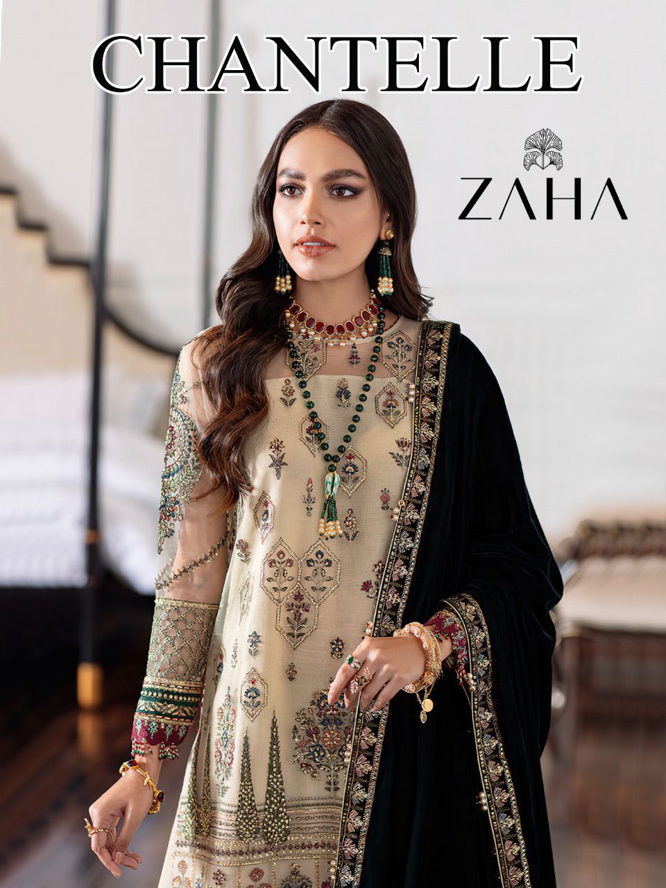 zaha chanterelle georgette elegant salwar suit catalog