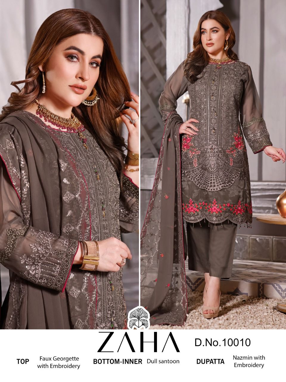 zaha 10010 georgette catchy look salwar suit single