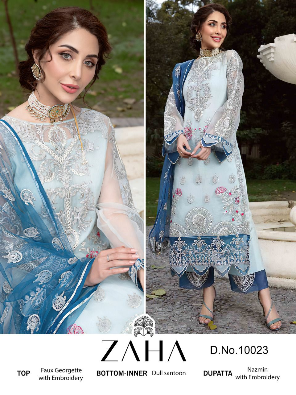 zaha zaha 10023 georgette elegant salwar suit single