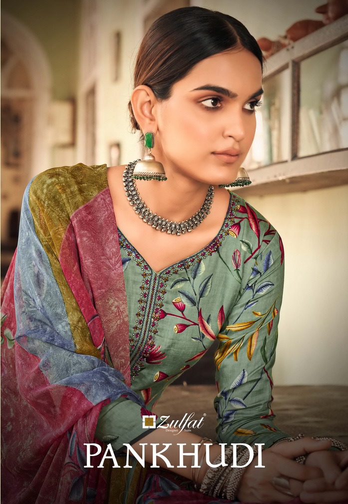 zulfat designer suit pankhudi cotton exclusive print salwar suit catalog