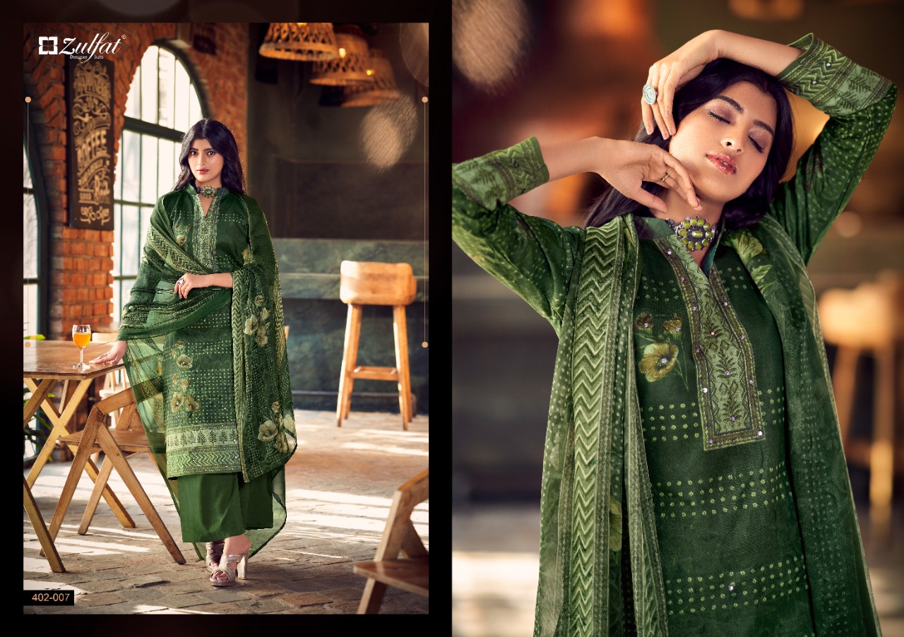 zulfat designer suit sandhya cotton elegant salwar suit catalog