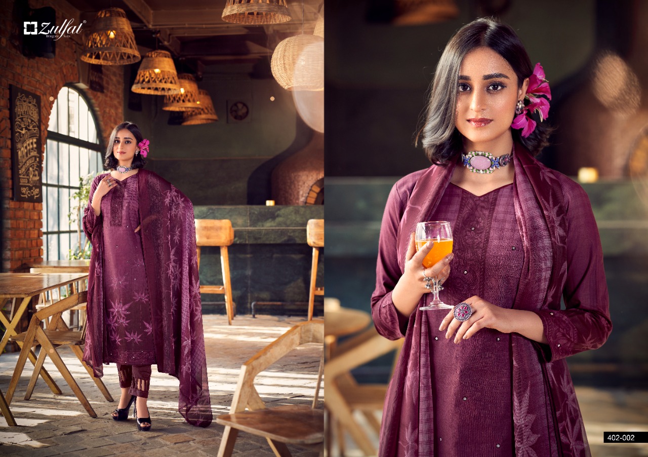 zulfat designer suit sandhya cotton elegant salwar suit catalog