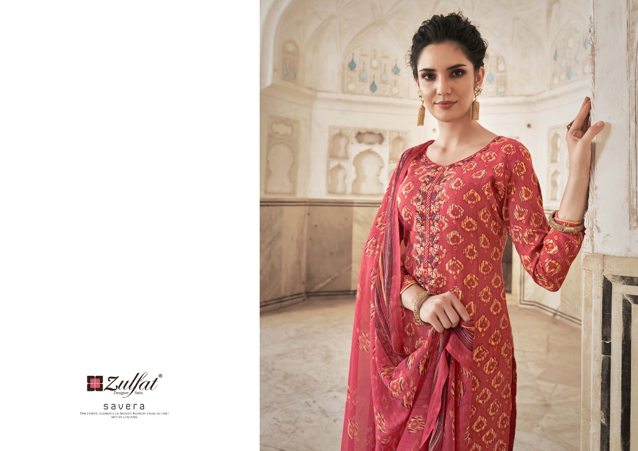 zulfat designer suit savera rayon attrective print salwar suit catalog