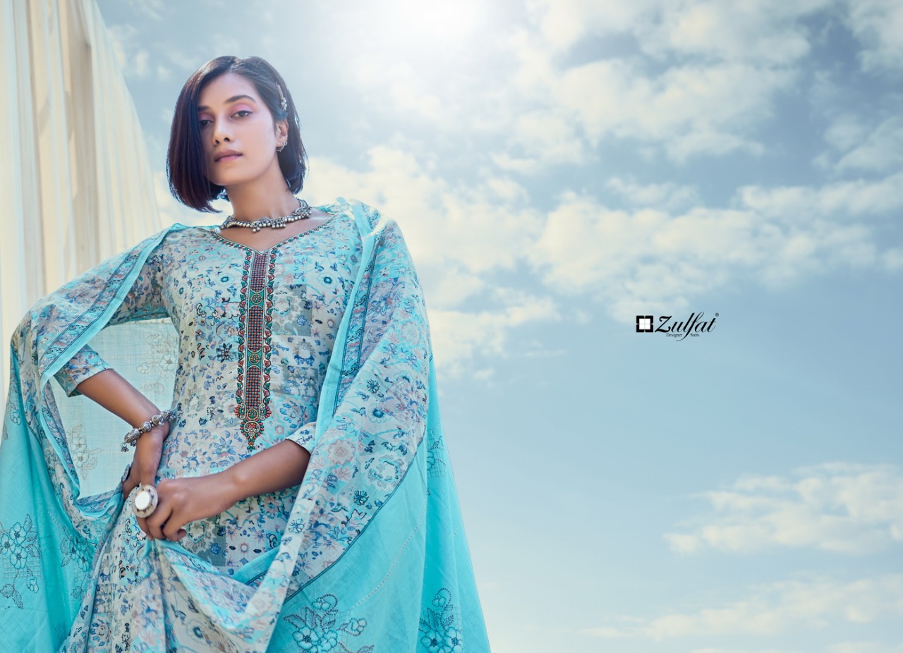 zulfat designer suit shades cotton attrective print salwar suit catalog