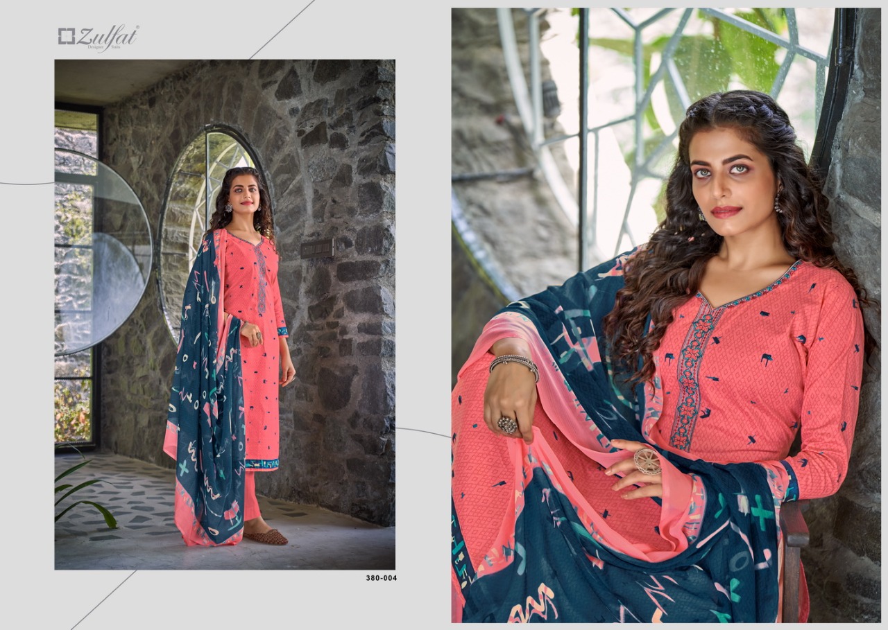 zulfat designer suit shanaya  cotton attrective print salwar suit catalog