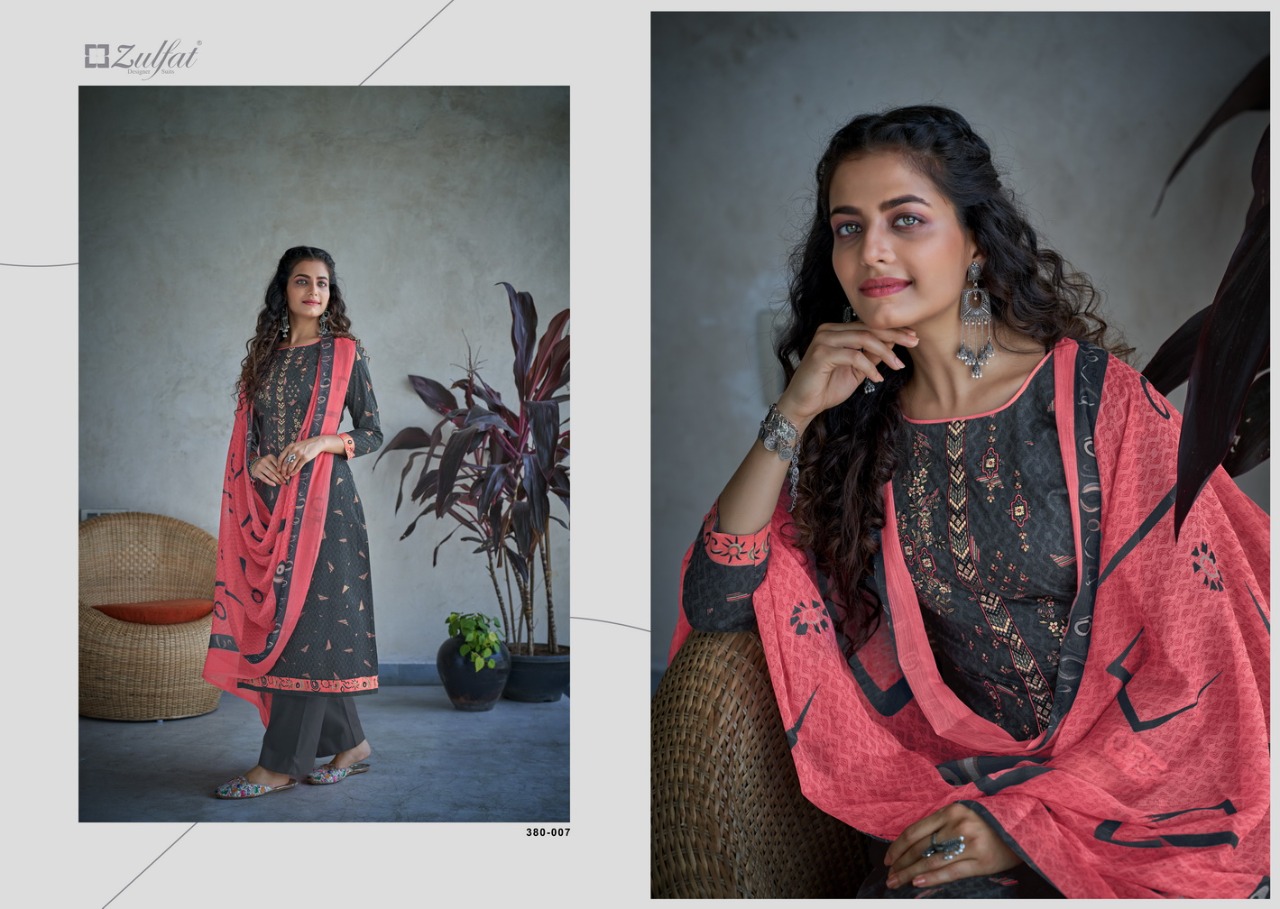 zulfat designer suit shanaya  cotton attrective print salwar suit catalog