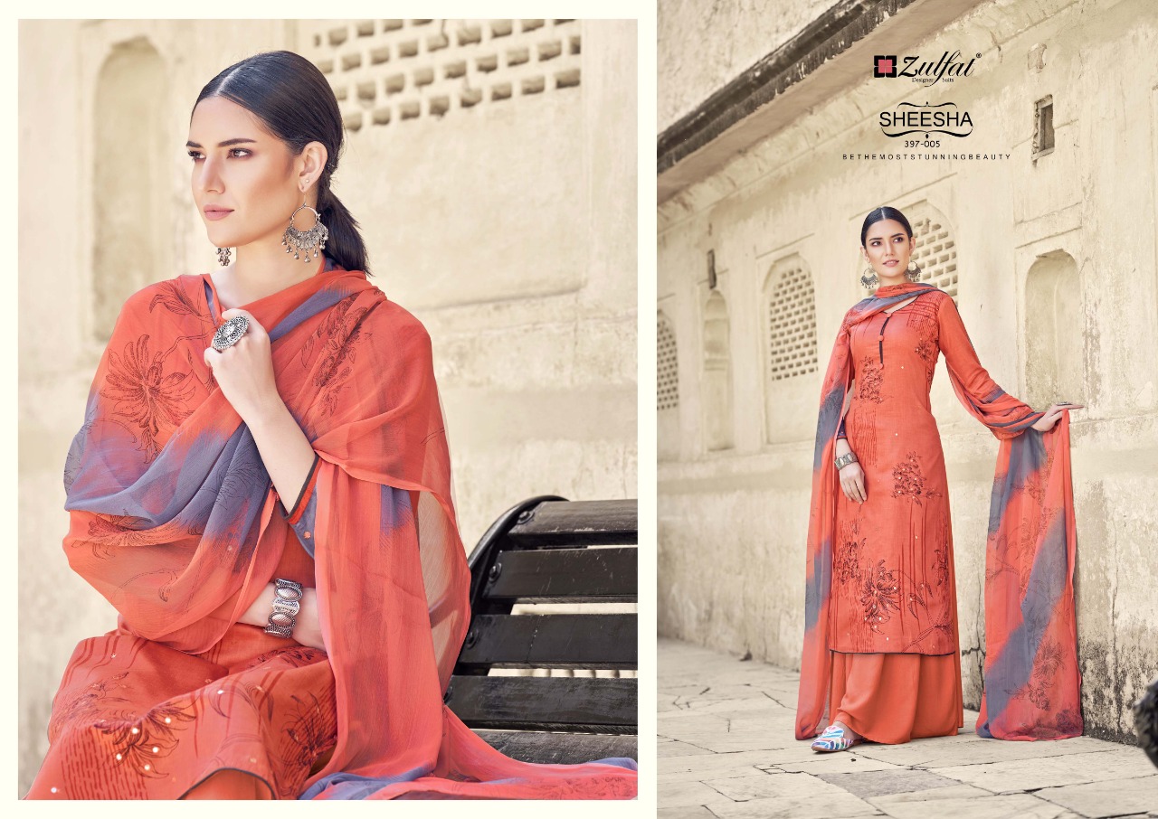 zulfat designer suit sheesha cotton attrective print salwar suit catalog