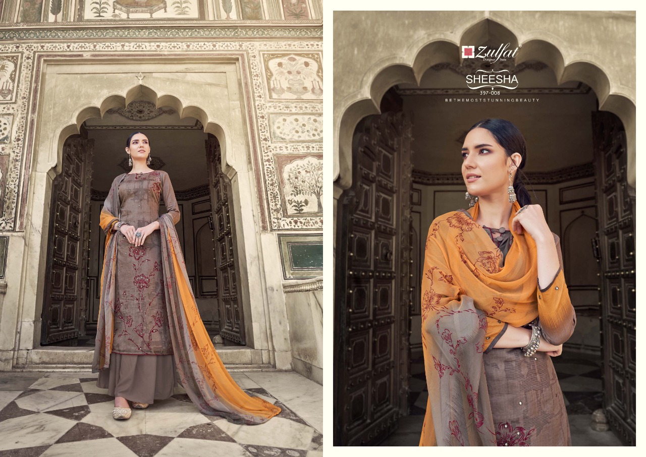 zulfat designer suit sheesha cotton attrective print salwar suit catalog