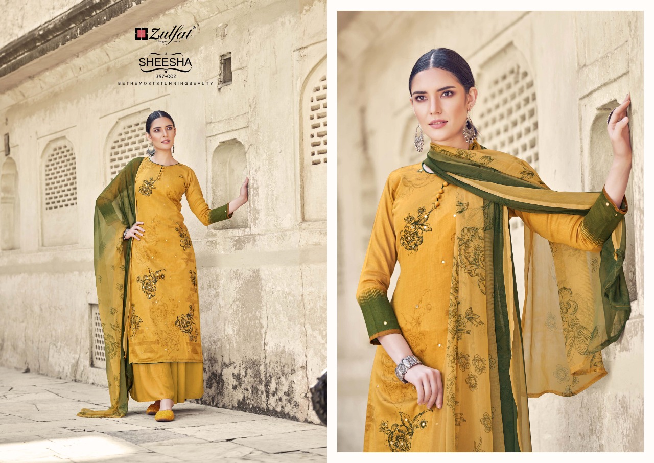 zulfat designer suit sheesha cotton attrective print salwar suit catalog