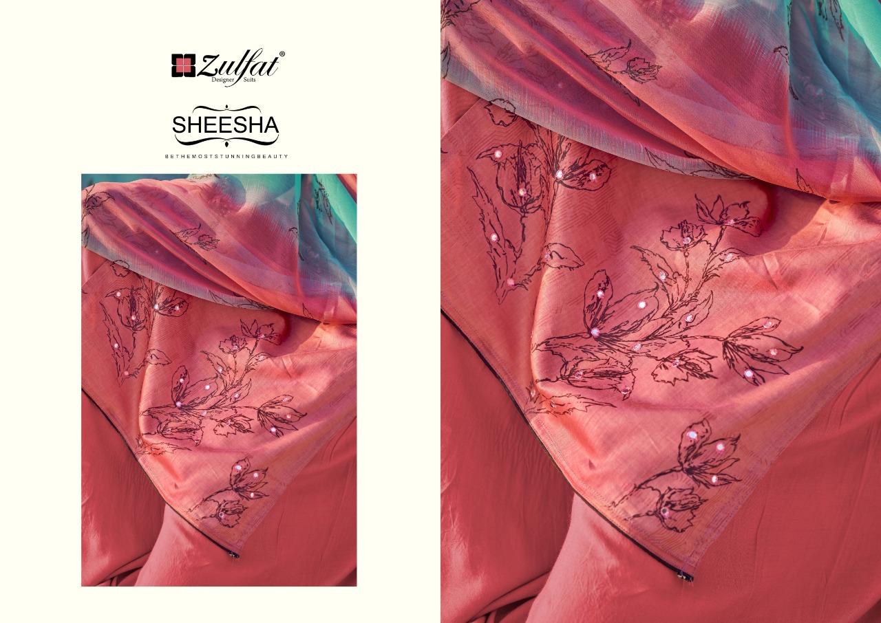 zulfat designer suit sheesha cotton attrective print salwar suit catalog