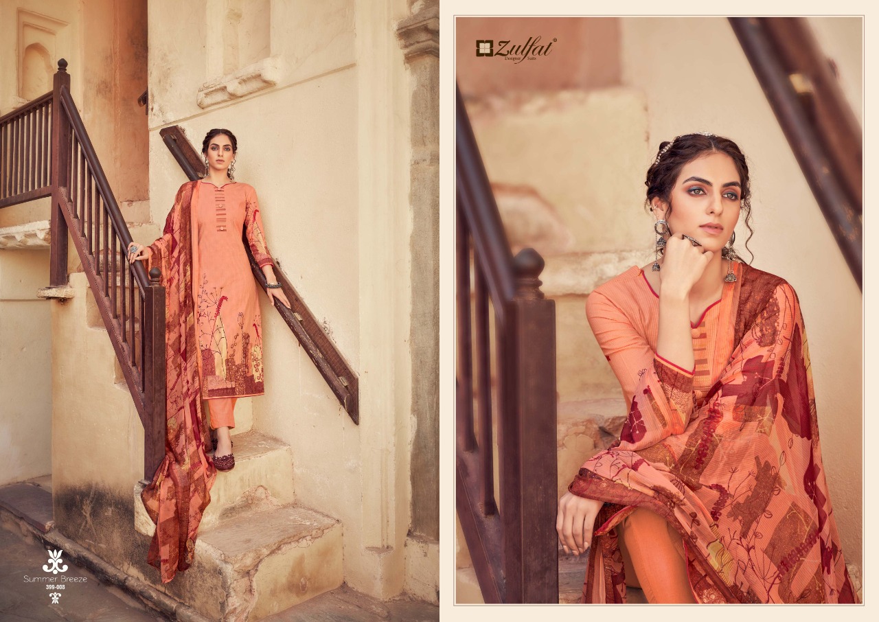 zulfat designer suit summer breeze cotton attrective print salwar suit catalog