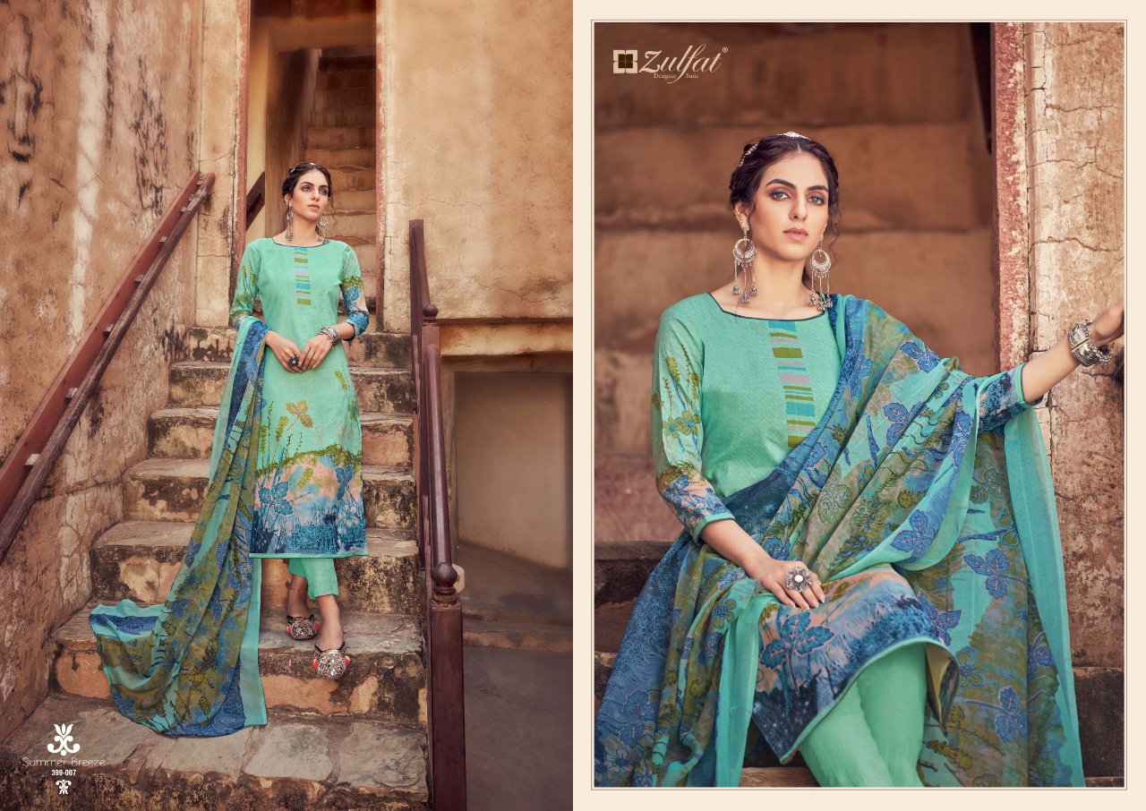 zulfat designer suit summer breeze cotton attrective print salwar suit catalog