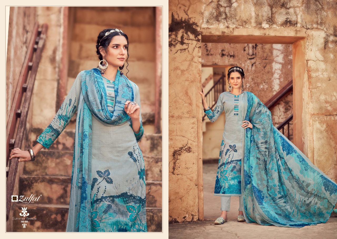 zulfat designer suit summer breeze cotton attrective print salwar suit catalog