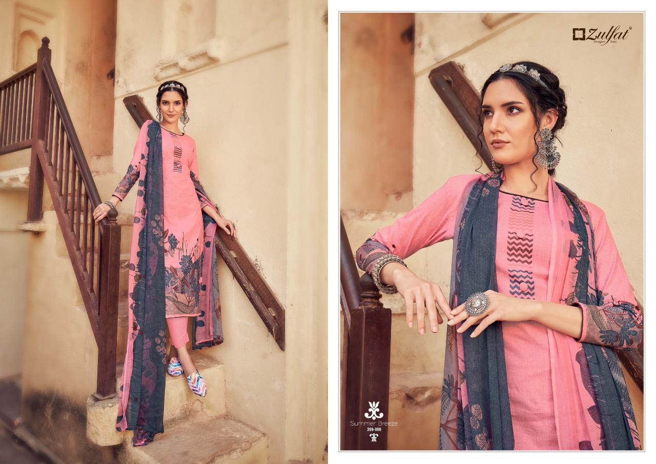 zulfat designer suit summer breeze cotton attrective print salwar suit catalog