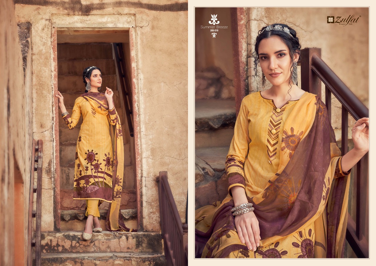 zulfat designer suit summer breeze cotton attrective print salwar suit catalog