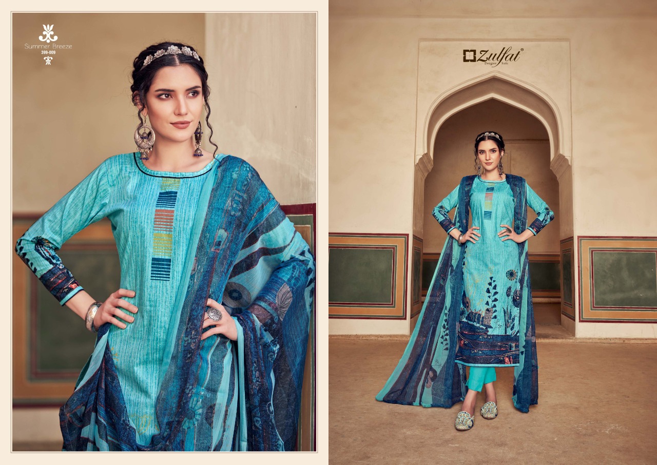 zulfat designer suit summer breeze cotton attrective print salwar suit catalog