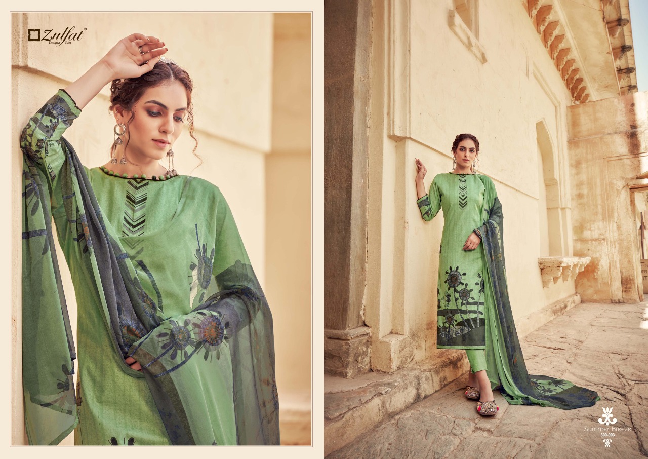 zulfat designer suit summer breeze cotton attrective print salwar suit catalog