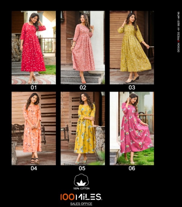 100 miles hemal cotton exclusive print kurti catalog