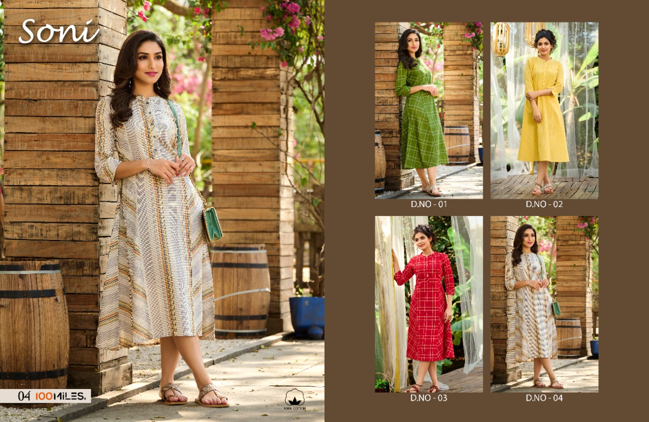 100 miles soni cotton elegant kurti catalog