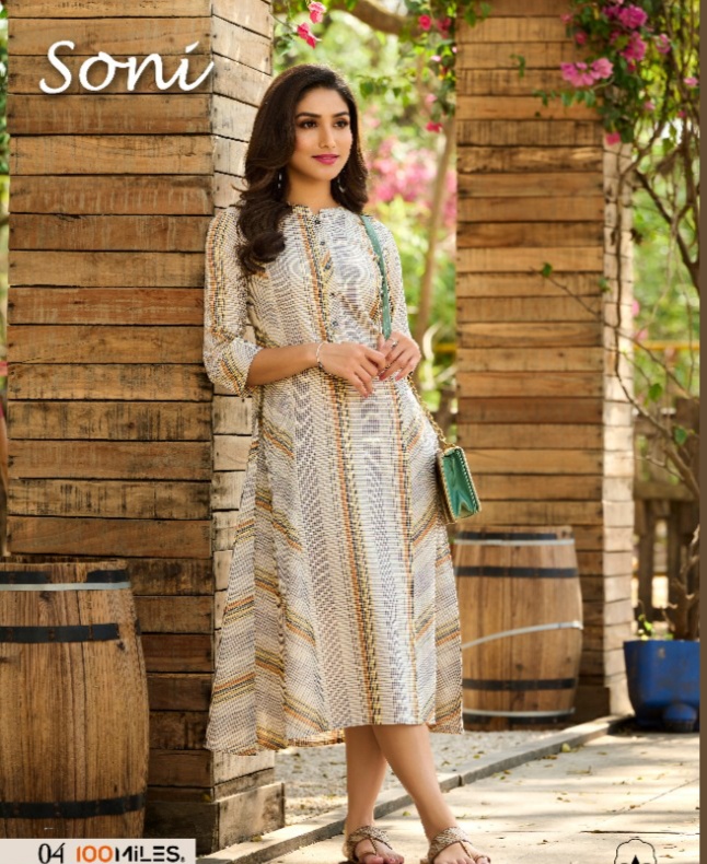 100 miles soni cotton elegant kurti catalog