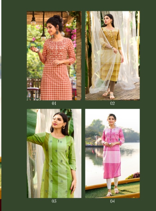 100 miles sunidhi cotton decent look kurti catalog