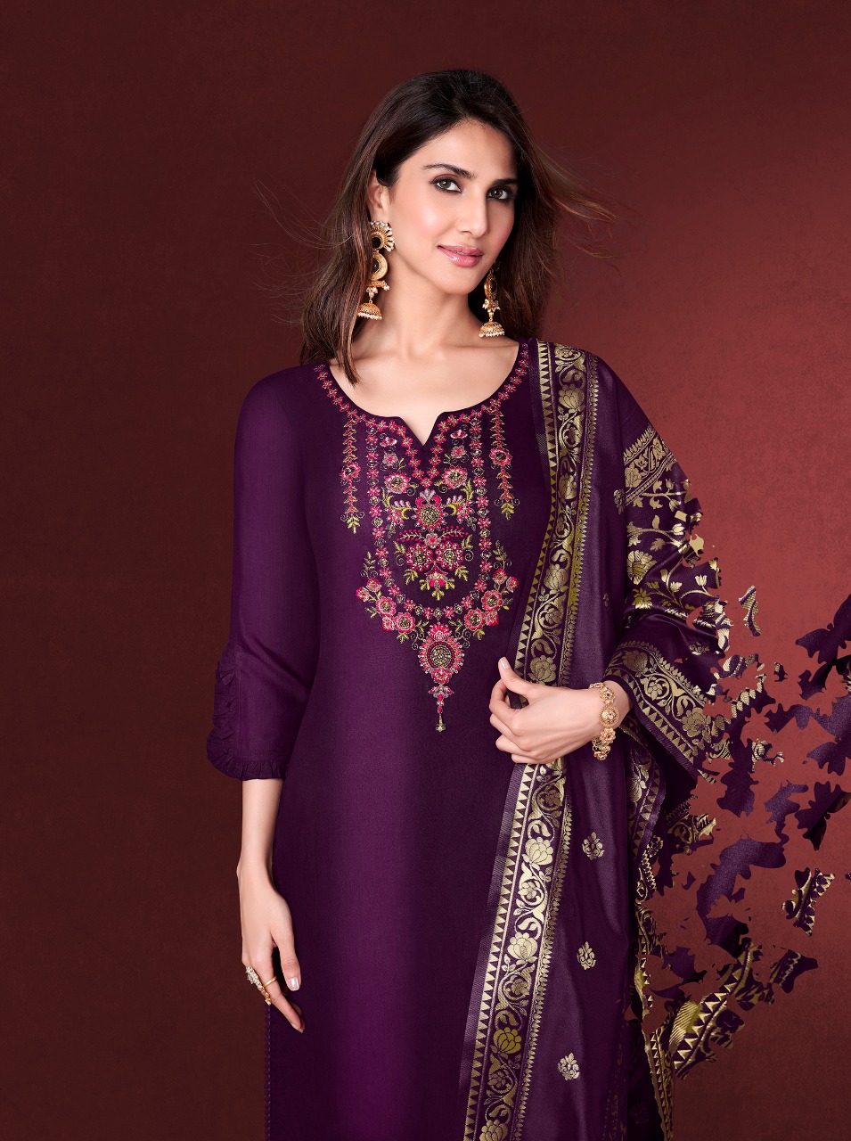 lily and lali modal silk viscose new and modern style top with bottom and dupatta catalog