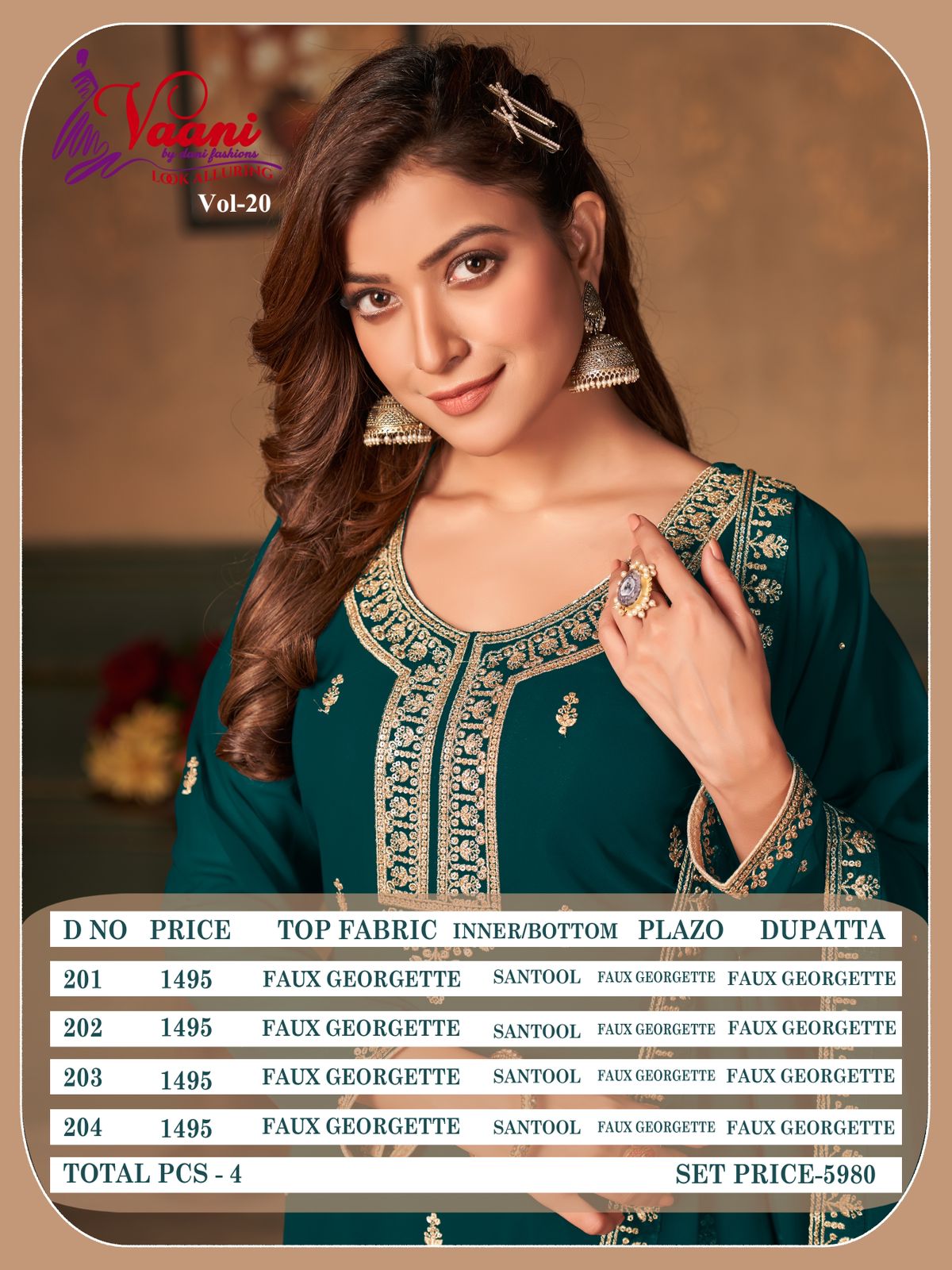 dani vaani vol 20 georgette Regal look salwar suit catalog