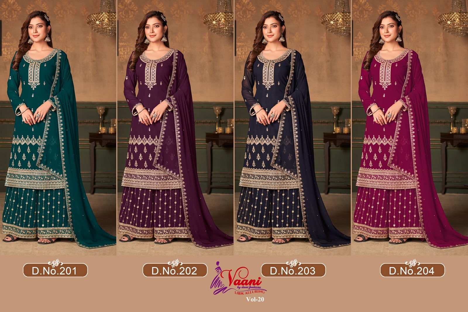 dani vaani vol 20 georgette Regal look salwar suit catalog