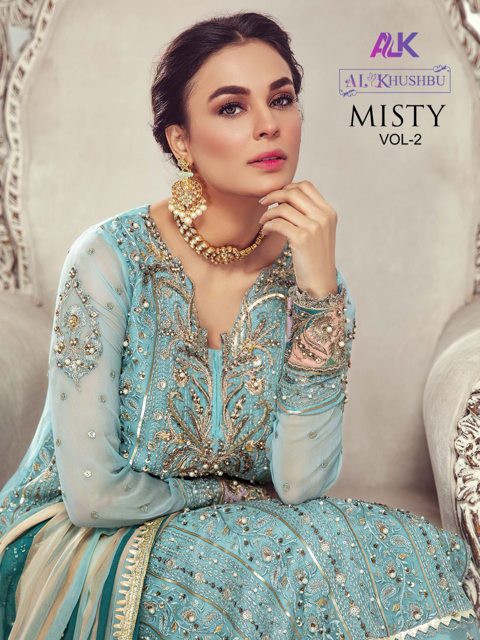 al khushbu misty vol 2 georgette classic trendy look salwar suit catalog