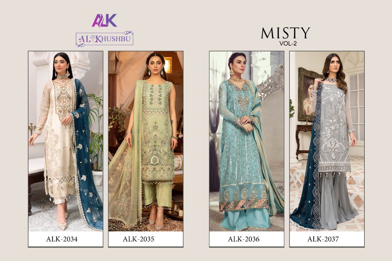 al khushbu misty vol 2 georgette classic trendy look salwar suit catalog