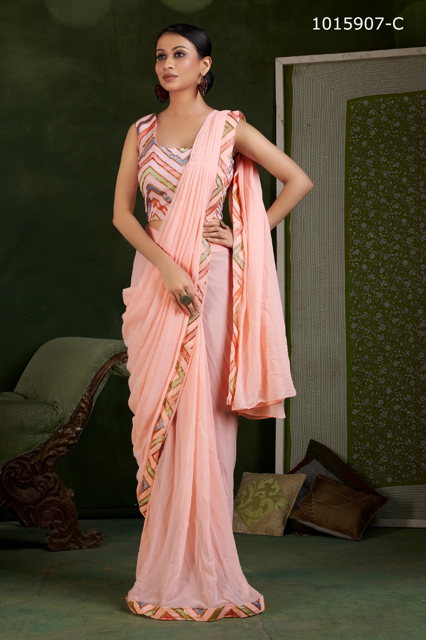 amoha trenza d no 1015907 georgette festive look saree catalog