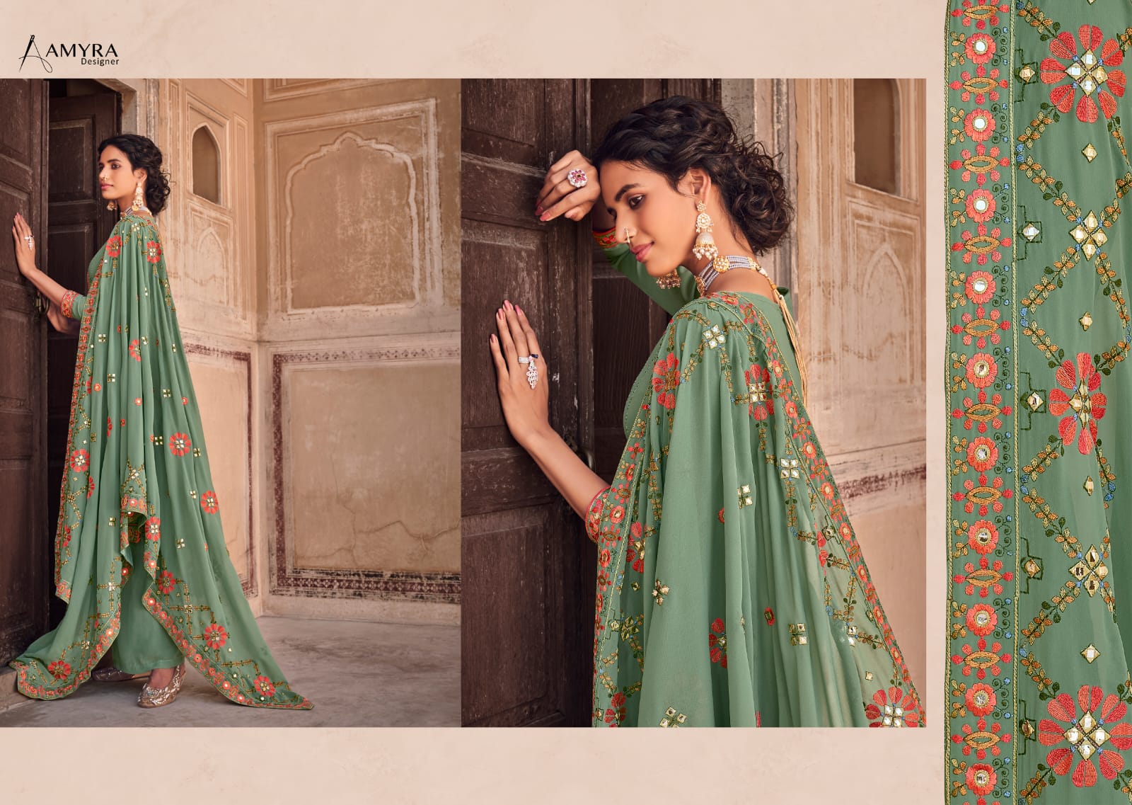 amyra designer dream georgette graceful look salwar suit catalog