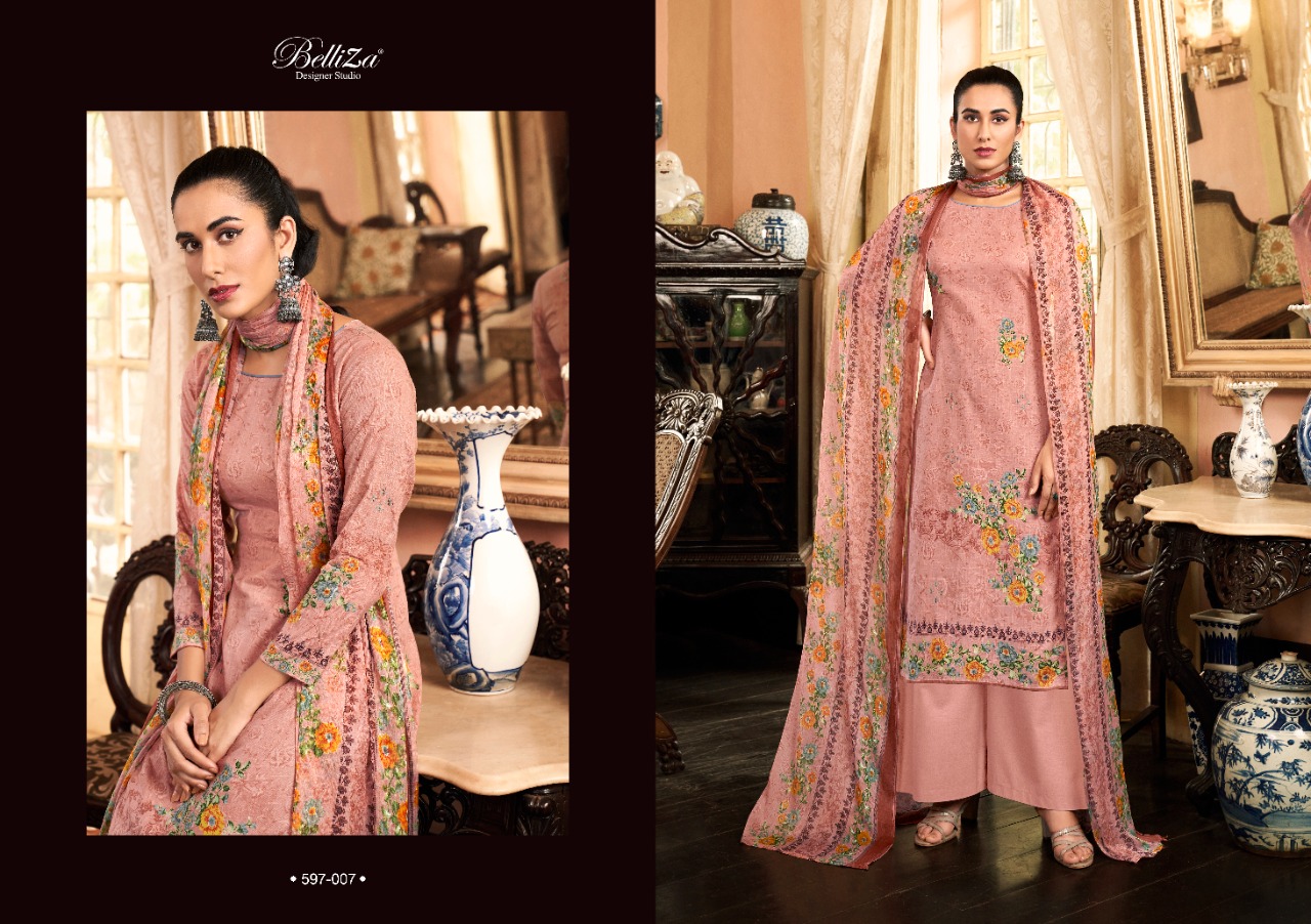 beliza designer studio eva cotton linen innovative print salwar suit catalog