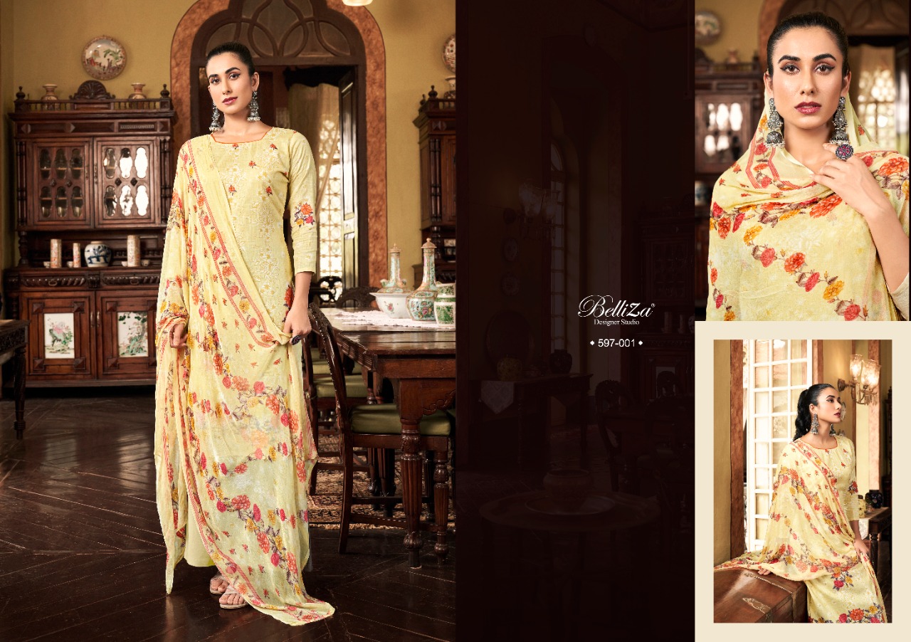 beliza designer studio eva cotton linen innovative print salwar suit catalog