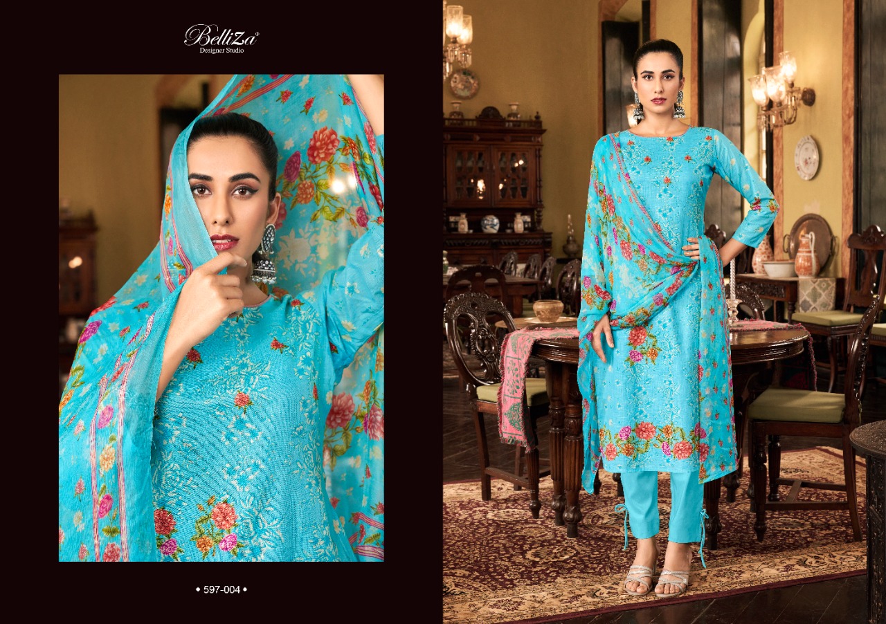 beliza designer studio eva cotton linen innovative print salwar suit catalog