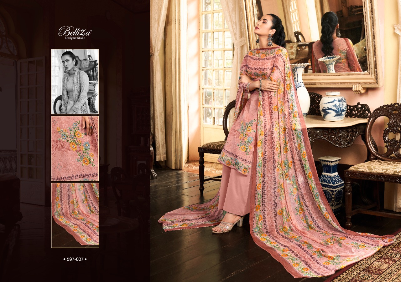 beliza designer studio eva cotton linen innovative print salwar suit catalog