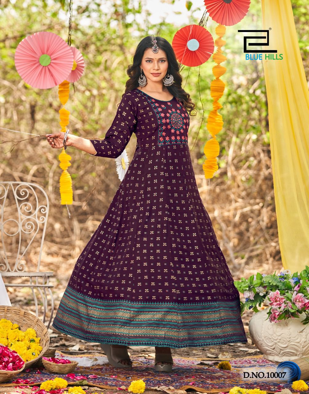 blue hills glamour vol 10 rayon astonishing long kurti catalog