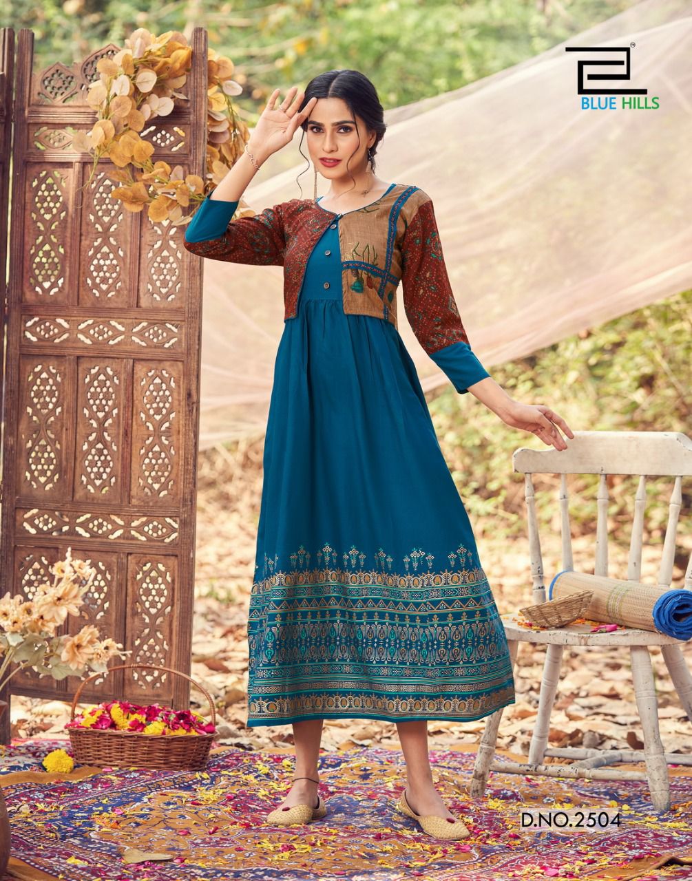 blue hills Trend vol 25 rayon new and modern style kurti with koti catalog