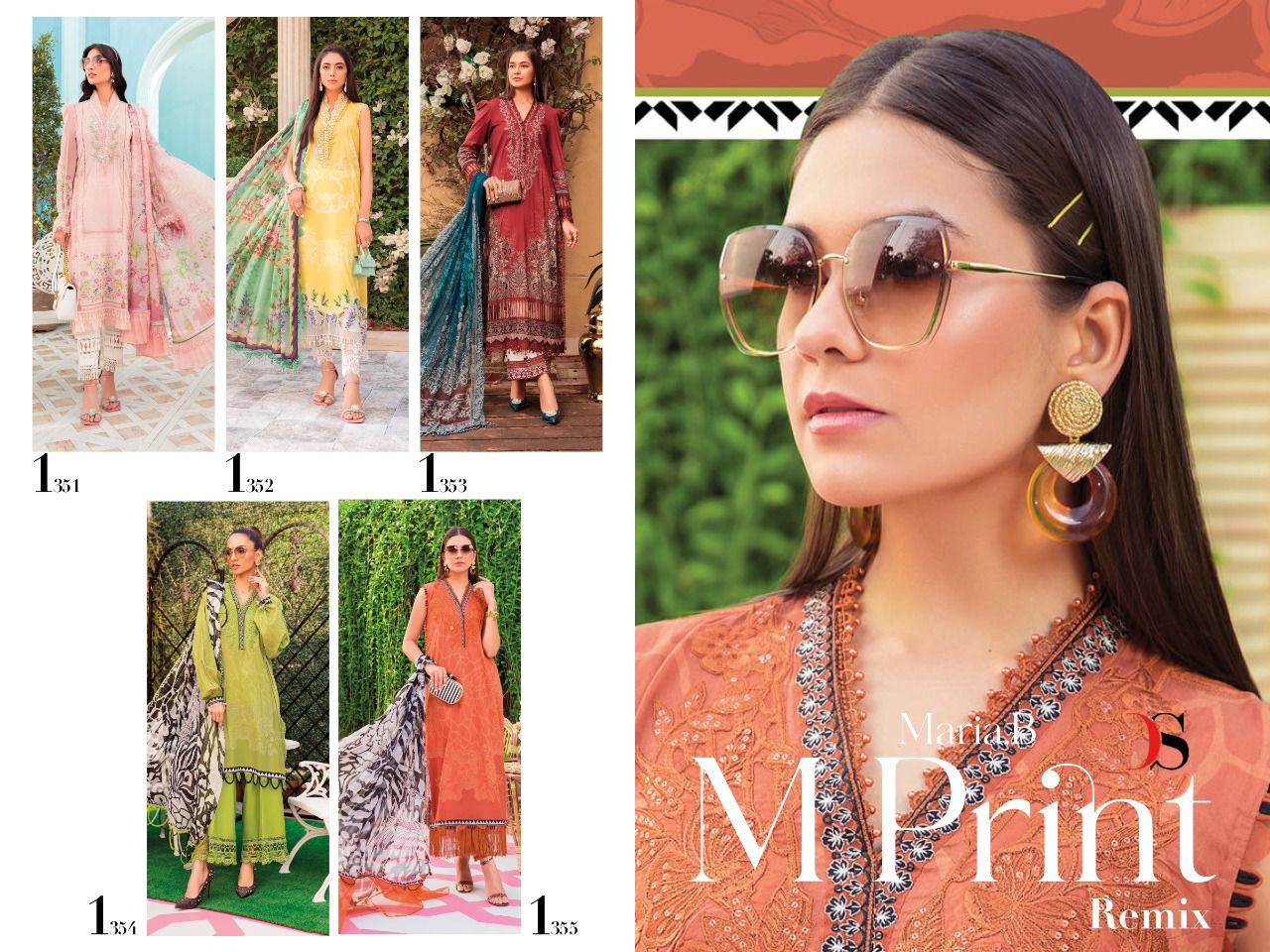 deepsy suit Mariab mprint remix 22 cotton decent look salwar suit  catalog with chiffon dupatta