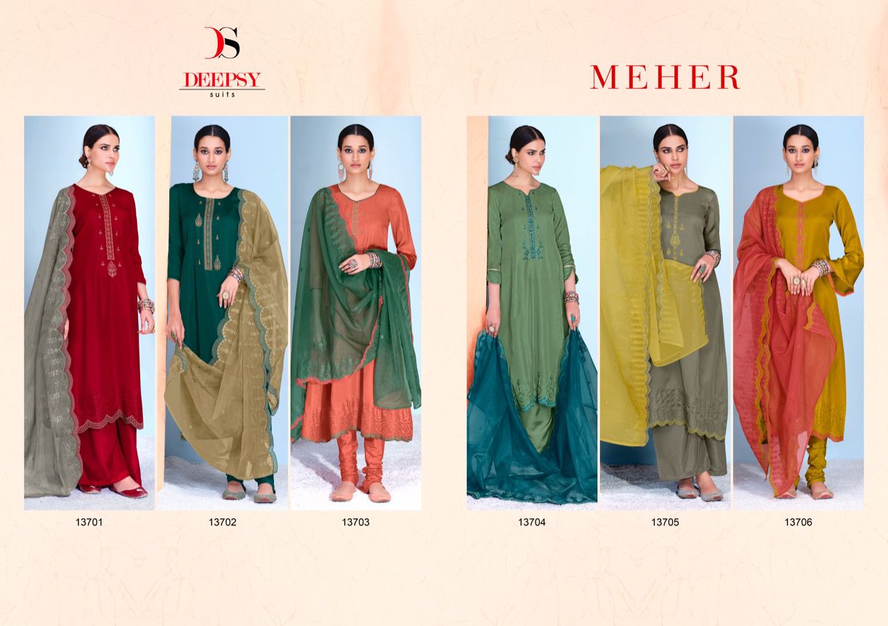 deepsy suit meher silk gorgeous look salwra suit catalog