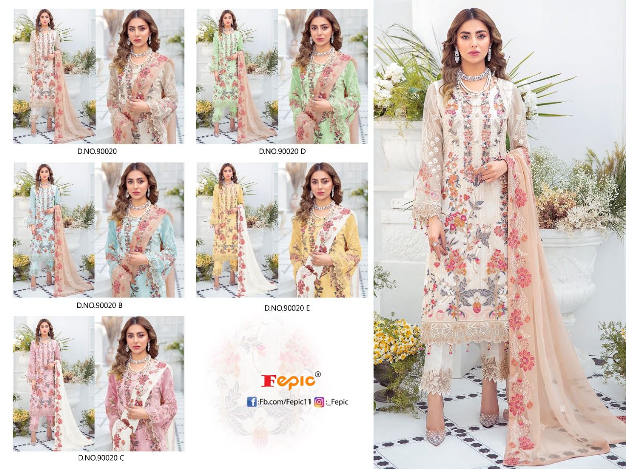 fepic rosemeen 90020 georgette catchy look salwar suit catalog